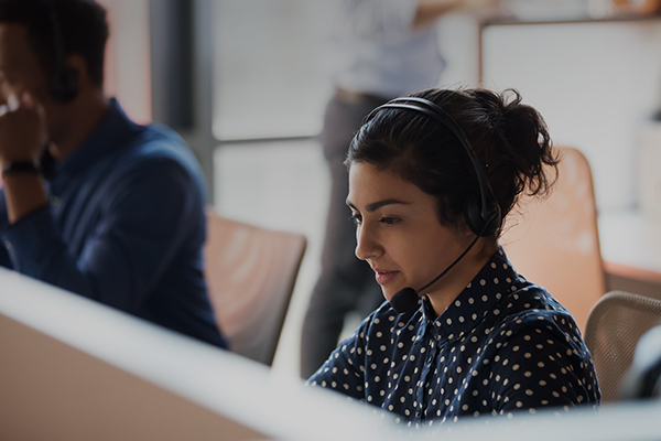 Woman working in contact centre