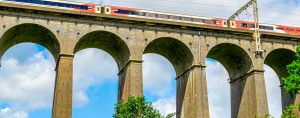 Hertfordshire train on overhead bridge