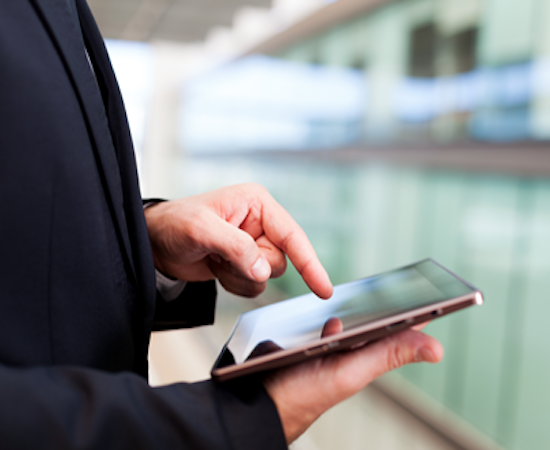 Public Protection – showcase image Officer completing inspection with mobile tablet device