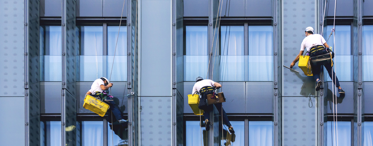 Cleaning office windows