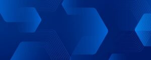 Blue abstract hexagon banner representing digital connectivity, transparency and auditability