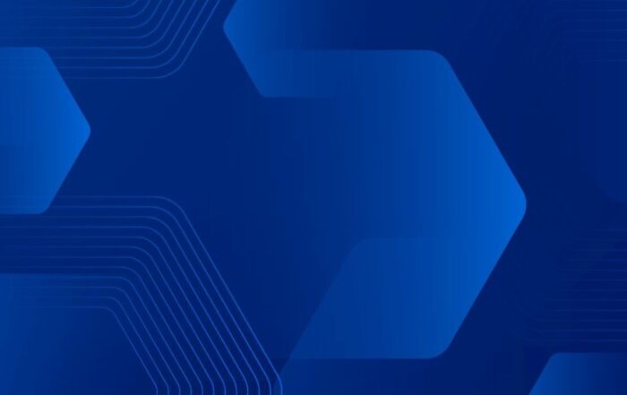Blue abstract hexagon banner representing digital connectivity, transparency and auditability