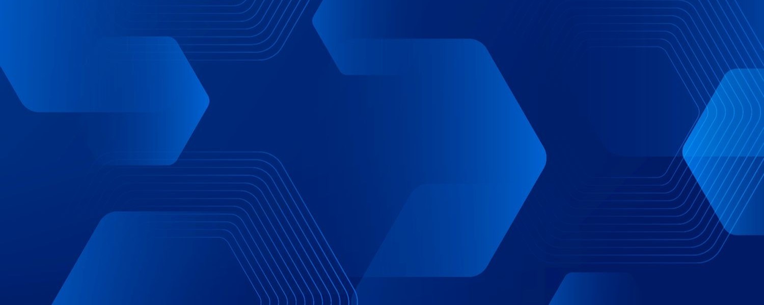 Blue abstract hexagon banner representing digital connectivity, transparency and auditability