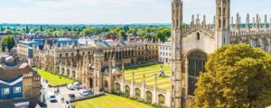 Electoral Services aerial view of Cambridge, United Kingdom, highlighting the flexible voting pilot